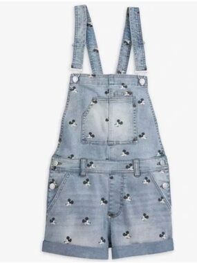 Disney Parks Mickey Mouse Denim Jean Short Overalls Size M (Juniors) Vacation